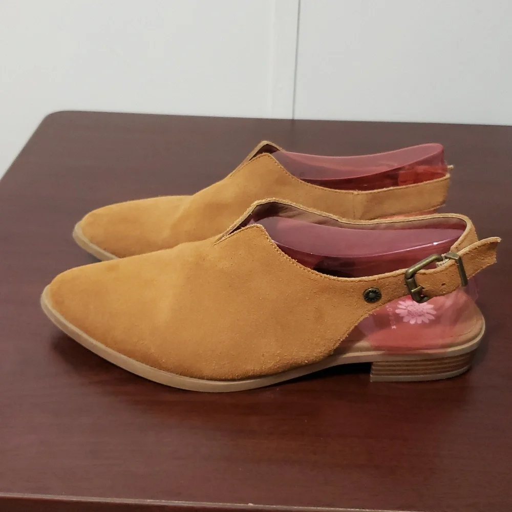 YELLOW BOX FREEDAH Tan‎ Suede Slip-On Slingback Loafers - Picture 2 of 7